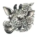 demonic baby giraffe playing tattoo design idea