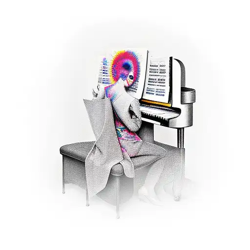 perfect muse playing on piano tattoo design idea