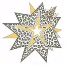 a star with leopard print border tattoo design idea