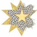a star with leopard print border tattoo design idea