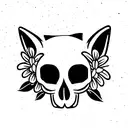 fox skull with flowers tattoo design idea