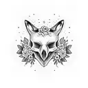 fox skull with flowers tattoo design idea