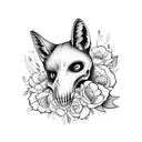 fox skull with flowers tattoo design idea