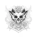 fox skull with flowers tattoo design idea