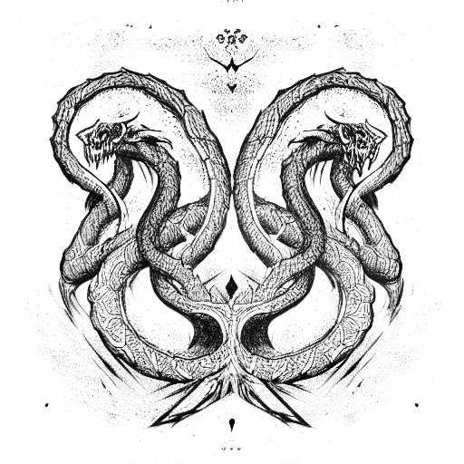 mithology Hydra drake tattoo design idea