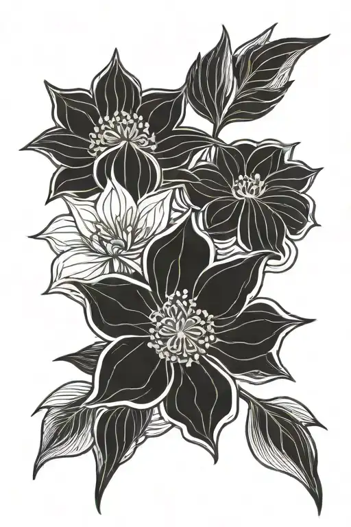 black flower in japanese style tattoo design idea
