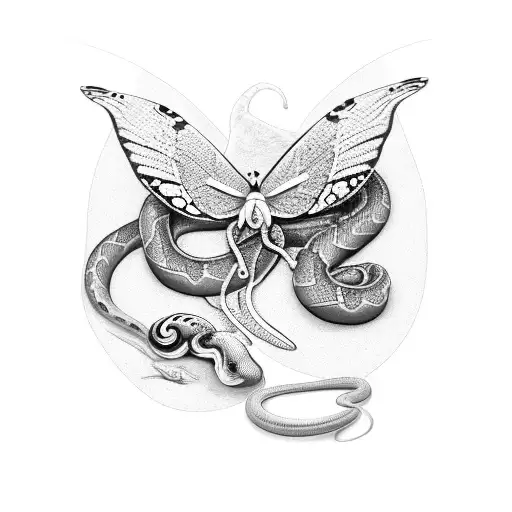 snake and butterfly tattoo design idea