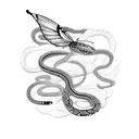 snake and butterfly tattoo design idea