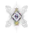 "Design a striking tattoo that features a symmetrical reflection image. The focal point of the tattoo should be a Libra  tattoo design idea