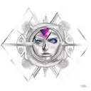 "Design a striking tattoo that features a symmetrical reflection image. The focal point of the tattoo should be a Libra  tattoo design idea