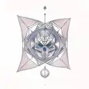 "Design a striking tattoo that features a symmetrical reflection image. The focal point of the tattoo should be a Libra  tattoo design idea