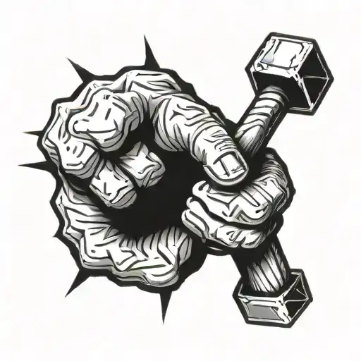 hammer shild in Hulk hand holding   tattoo design idea