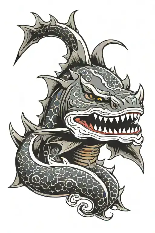 hulkand thor hammer head shark   tattoo design idea
