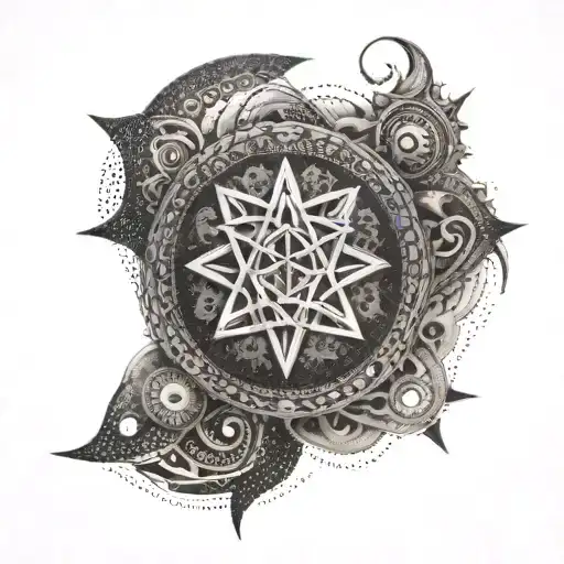 involving sea and religion umbanda symbol combined tattoo design idea