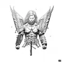 9 tactical special operator angels fighting an army of sauvage barbarian  tattoo design idea