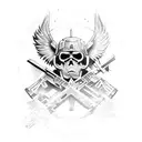 9 tactical special operator angels fighting an army of sauvage barbarian  tattoo design idea