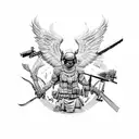 9 tactical special operator angels fighting an army of sauvage barbarian  tattoo design idea