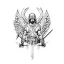 9 tactical special operator angels fighting an army of sauvage barbarian  tattoo design idea