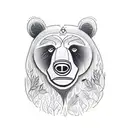 bear head with forest behind  tattoo design idea