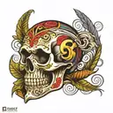 skull cuban with date 31052014 tattoo design idea