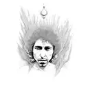 bob dylan, pink floys , no colour tattoo design idea
