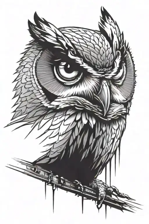 Blade Runner owl face one eye tattoo design idea