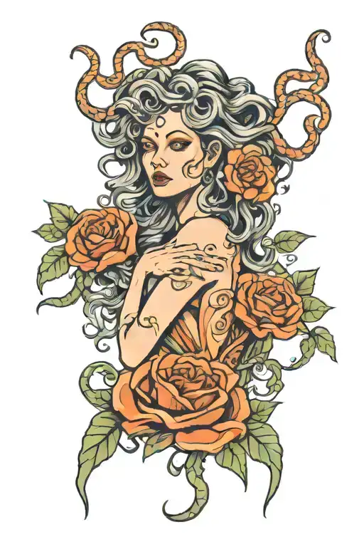 Medusa crying tattoo design idea