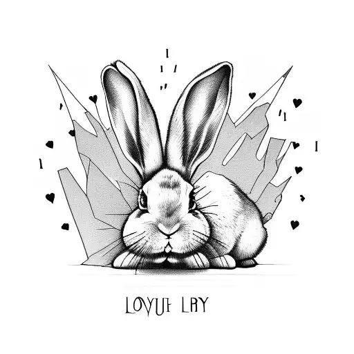 Bunny spelling love in cursive  tattoo design idea