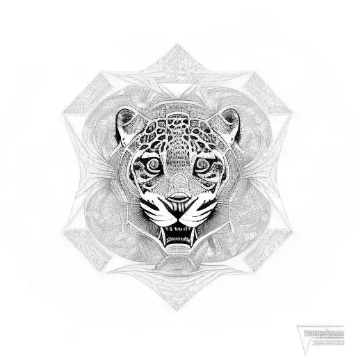 fractal perspective jaguar tattoo design idea