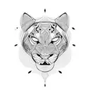 perspective fractal panther tattoo design idea