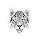 perspective fractal panther tattoo design idea