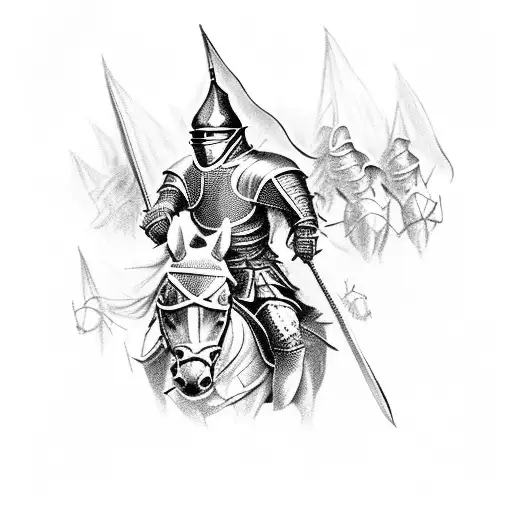 a knight riding a chariot  tattoo design idea