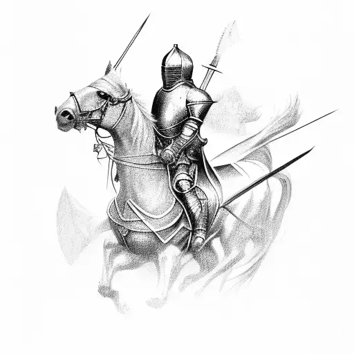 a knight riding a chariot whipping horse tattoo design idea