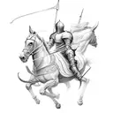 a knight riding a chariot whipping horse tattoo design idea