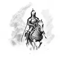 a knight riding a chariot whipping horse tattoo design idea