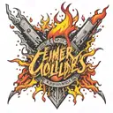 Flame igniting with sparks and the words Embers Collide  tattoo design idea
