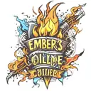 Flame igniting with sparks and the words Embers Collide  tattoo design idea