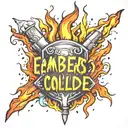Flame igniting with sparks and the words Embers Collide  tattoo design idea