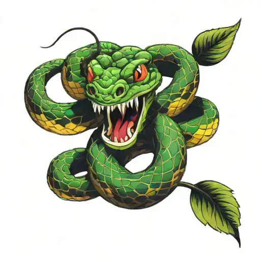 forbidden fruit snake wrapped tattoo design idea