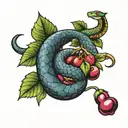 forbidden fruit snake wrapped tattoo design idea