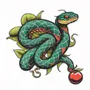 forbidden fruit snake wrapped tattoo design idea