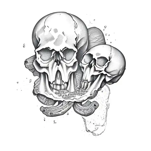 fungus and skull tattoo design idea