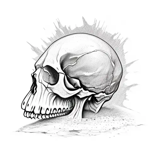 skull fungus tattoo design idea