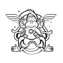 monkey flying on a banana tattoo design idea