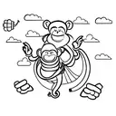 monkey flying on a banana tattoo design idea