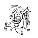 monkey flying on a banana tattoo design idea