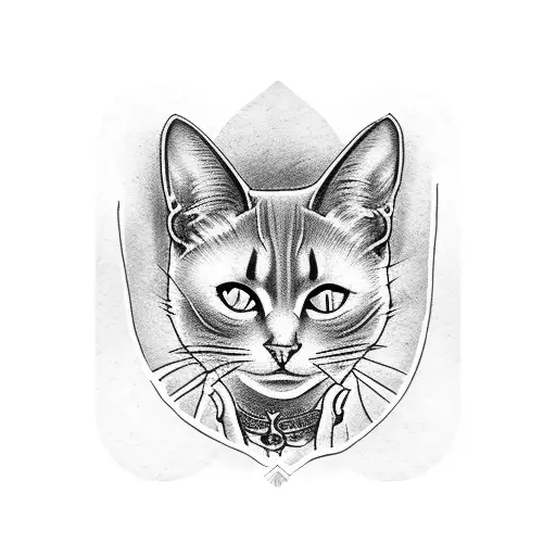 black cat face tarot card hand tattoo tattoo design idea