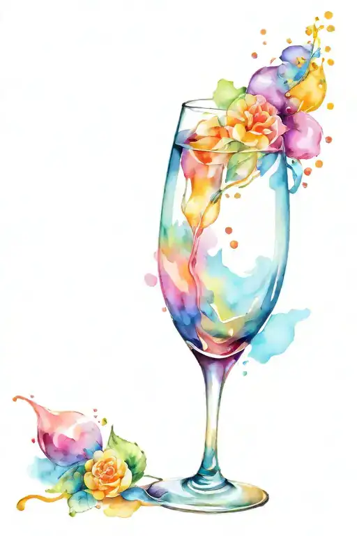 champagne glass tattoo design idea