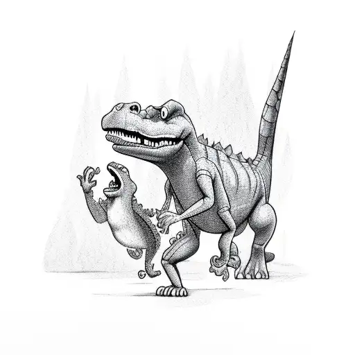barney the dinosaur and scooby doo tattoo design idea