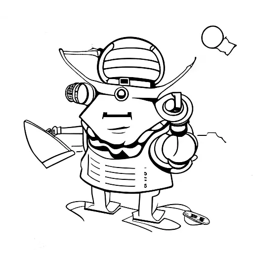 Marvin, character of The Hitchhiker's Guide to the galaxy, but make his body looks like a semicol tattoo design idea